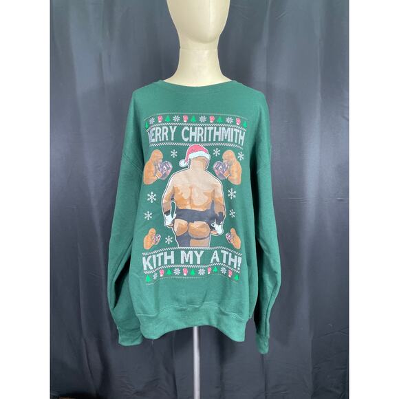 Mike Tyson, Ugly Christmas Sweatshirt, Kith My Ath, Forest Green, Boxing Green - Picture 1 of 7
